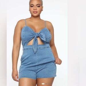 Fashion Nova Light Blue Denim Romper